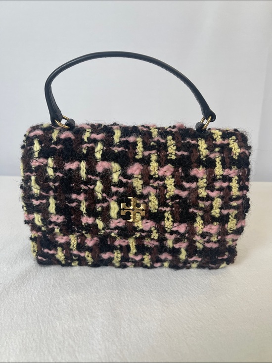 Tory Burch Handbags - Tory Burch Kira Tweed Mini Flap Chain Shoulder Bag Pink Black Wool Crossbody